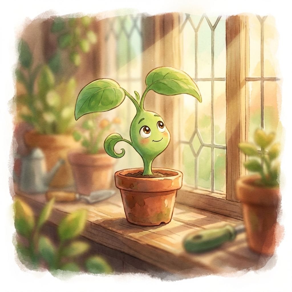 Grover - a tiny sapling in a terracotta pot